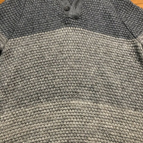 Banana Republic Knit Henley Sweater Cotton Wool Yak Gray Color block Men’s Large - Picture 4 of 10